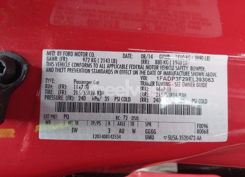 Photo 9 of 2014 Ford Focus SE (VIN 1FADP3F29EL393063)