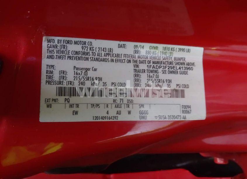 Photo 9 of 2014 Ford Focus SE (VIN 1FADP3F29EL413960)