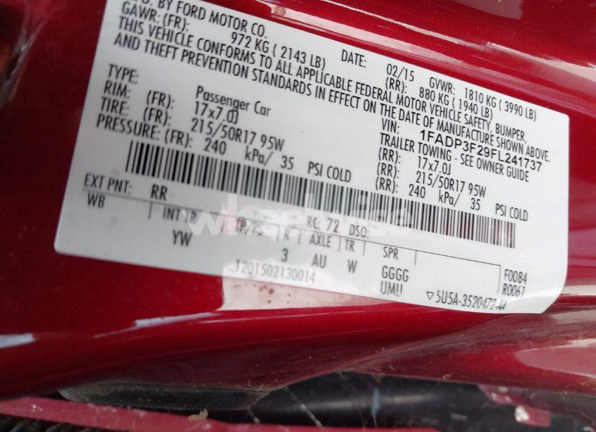 Photo 9 of 2015 Ford Focus SE (VIN 1FADP3F29FL241737)