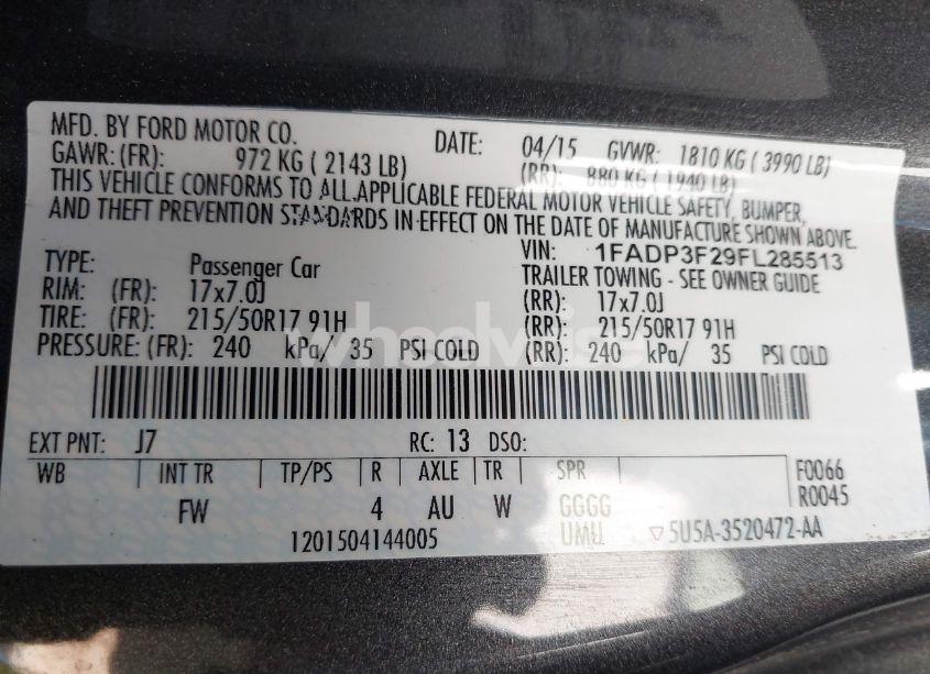 Photo 9 of 2015 Ford Focus SE (VIN 1FADP3F29FL285513)