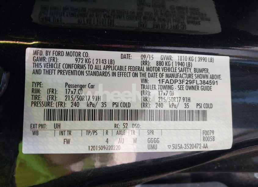 Photo 9 of 2015 Ford Focus SE (VIN 1FADP3F29FL384591)