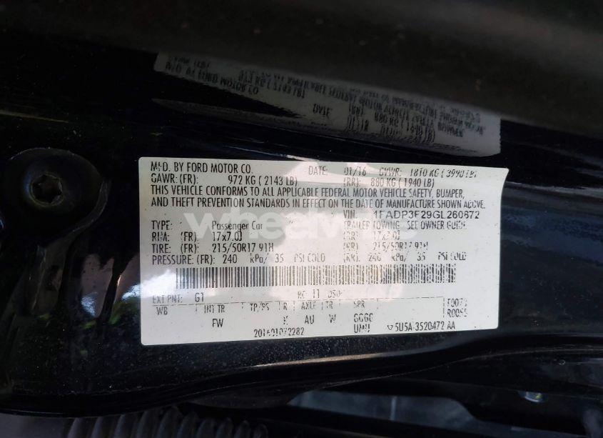 Photo 9 of 2016 Ford Focus SE (VIN 1FADP3F29GL260872)