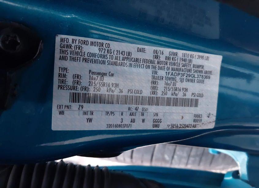 Photo 9 of 2016 Ford Focus SE (VIN 1FADP3F29GL378369)