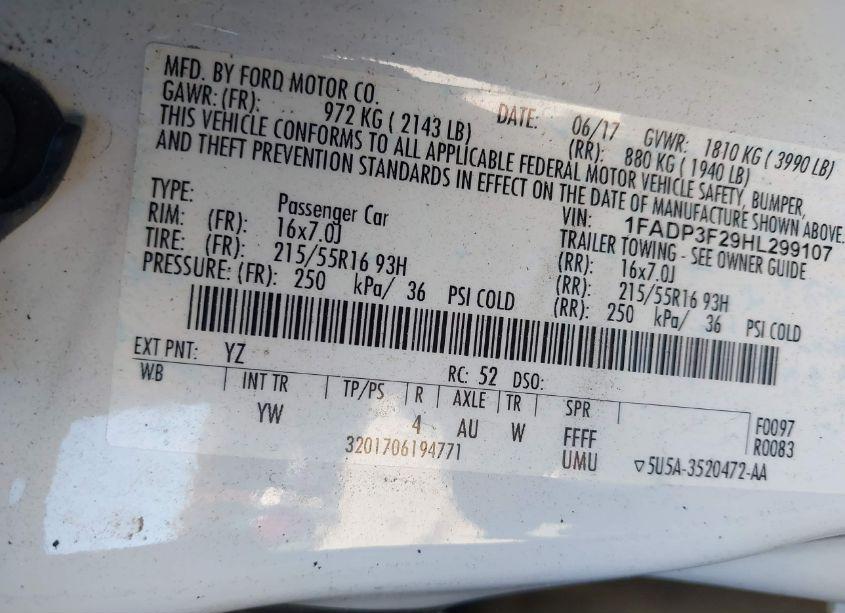 Photo 9 of 2017 Ford Focus SE (VIN 1FADP3F29HL299107)