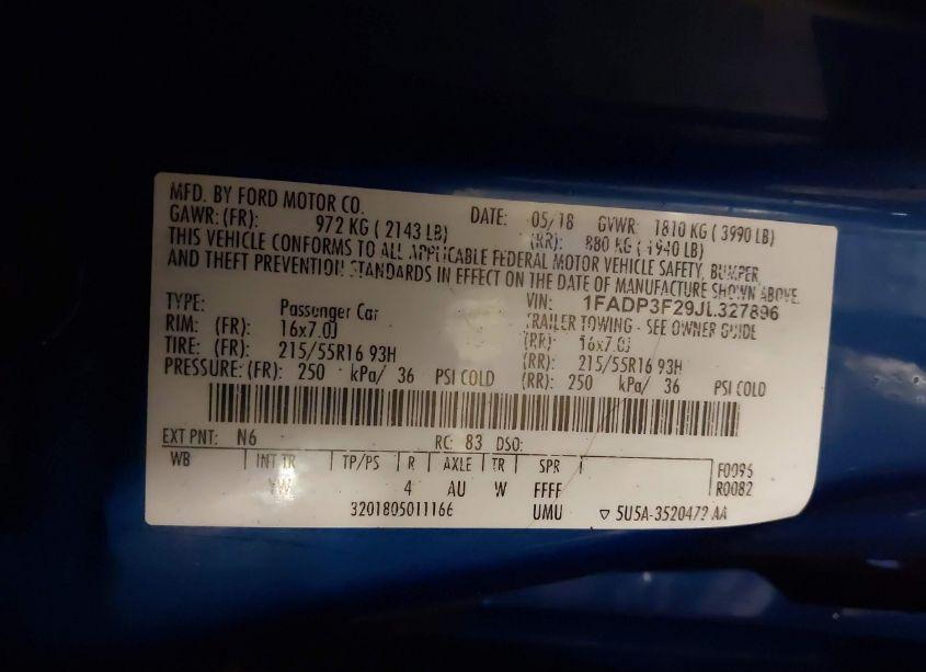 Photo 9 of 2018 Ford Focus SE (VIN 1FADP3F29JL327896)