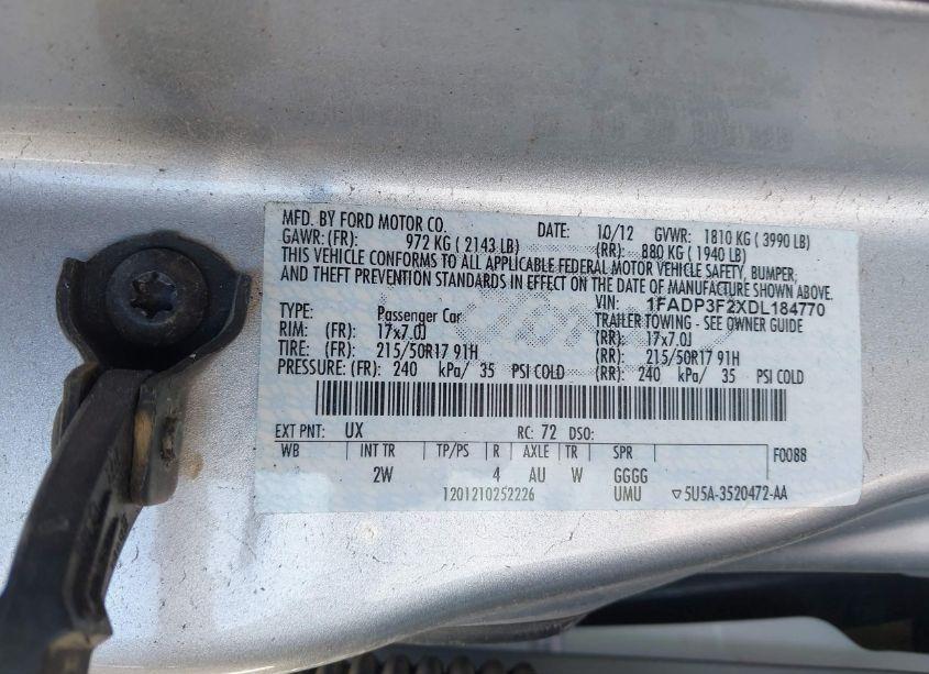 Photo 9 of 2013 Ford Focus SE (VIN 1FADP3F2XDL184770)