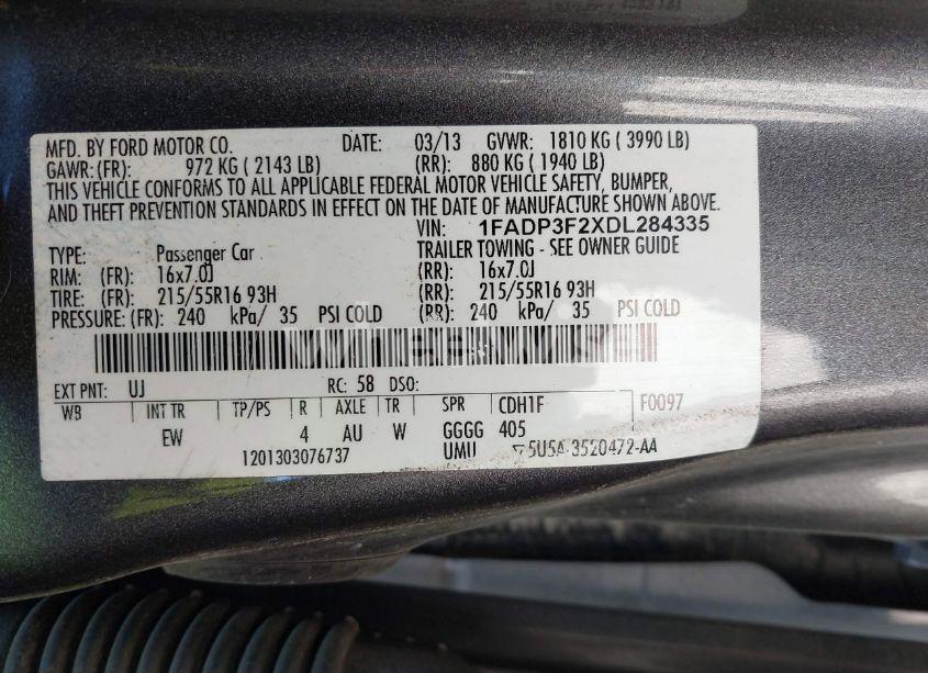 Photo 9 of 2013 Ford Focus SE (VIN 1FADP3F2XDL284335)