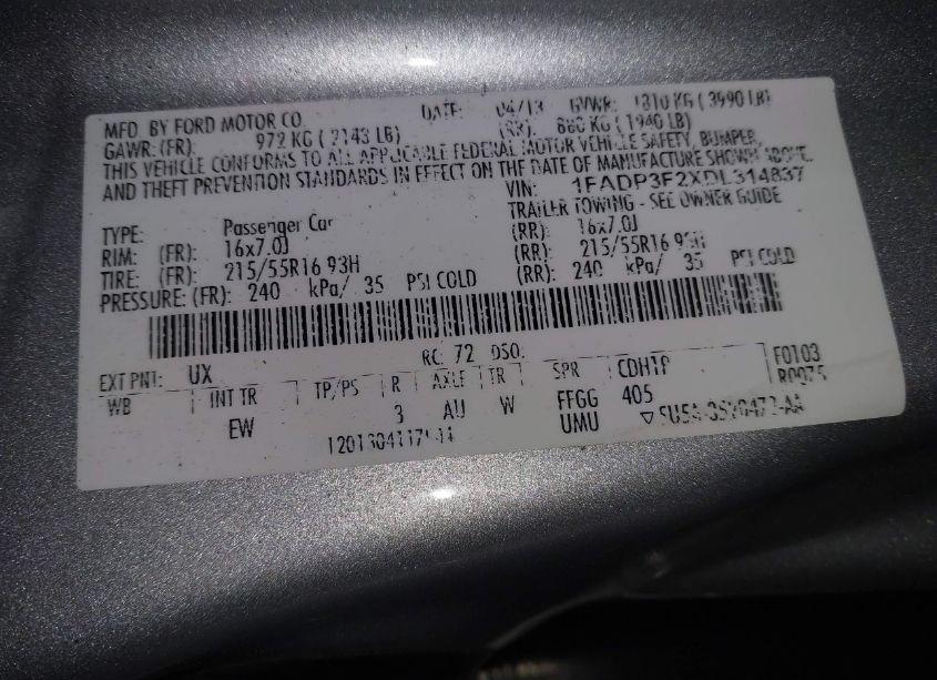 Photo 9 of 2013 Ford Focus SE (VIN 1FADP3F2XDL314837)