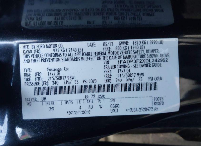 Photo 9 of 2013 Ford Focus SE (VIN 1FADP3F2XDL342962)