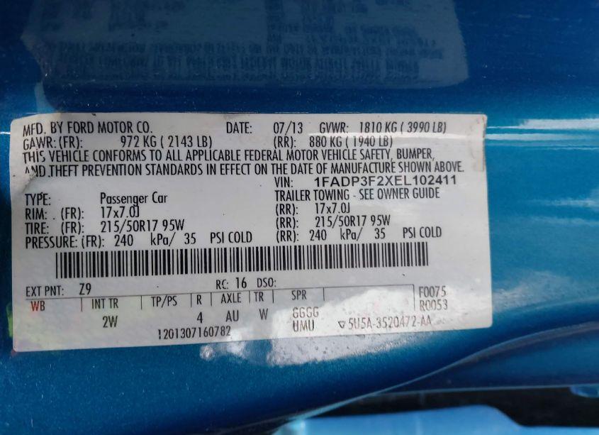 Photo 9 of 2014 Ford Focus SE (VIN 1FADP3F2XEL102411)