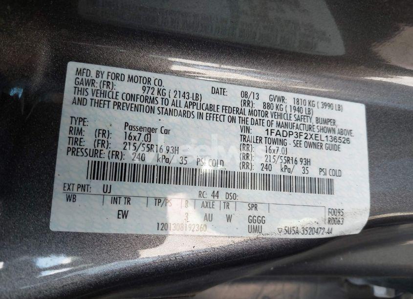 Photo 9 of 2014 Ford Focus SE (VIN 1FADP3F2XEL136526)