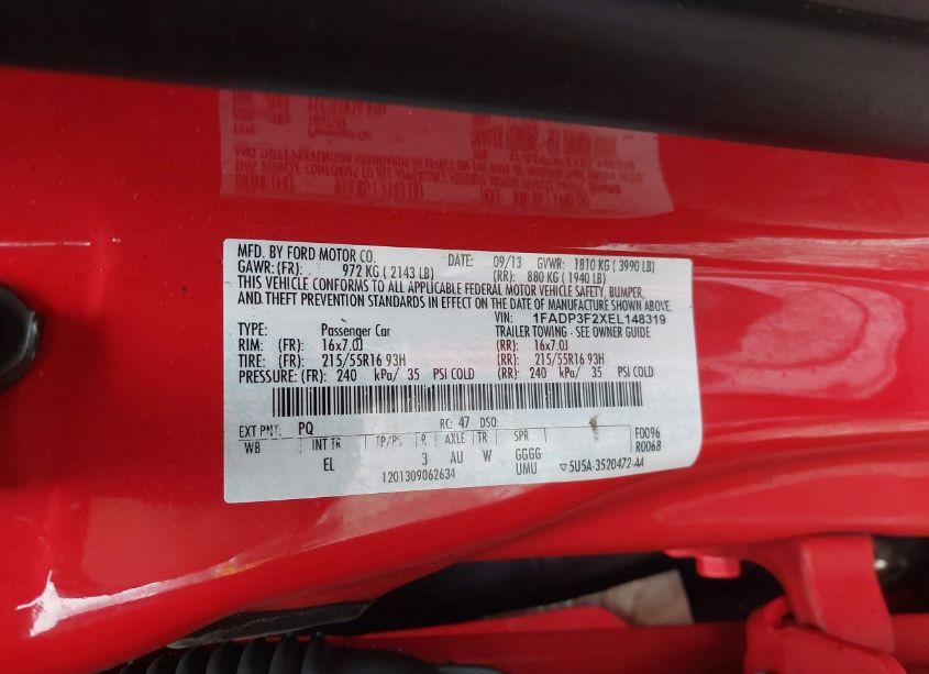 Photo 9 of 2014 Ford Focus SE (VIN 1FADP3F2XEL148319)