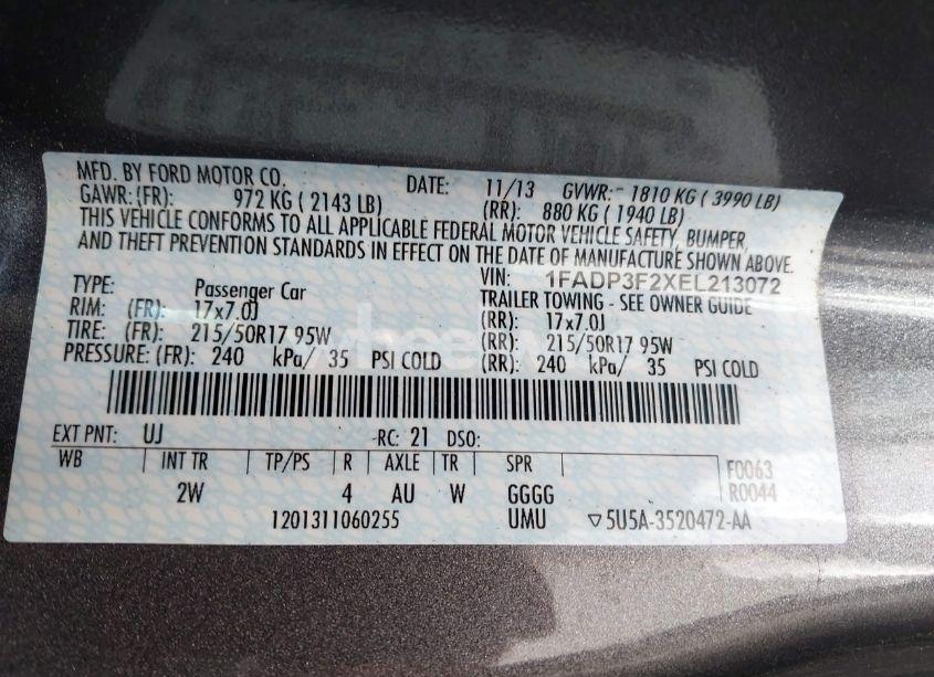 Photo 9 of 2014 Ford Focus SE (VIN 1FADP3F2XEL213072)