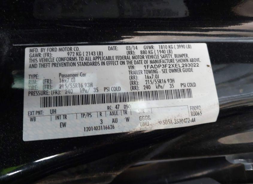 Photo 9 of 2014 Ford Focus SE (VIN 1FADP3F2XEL293022)