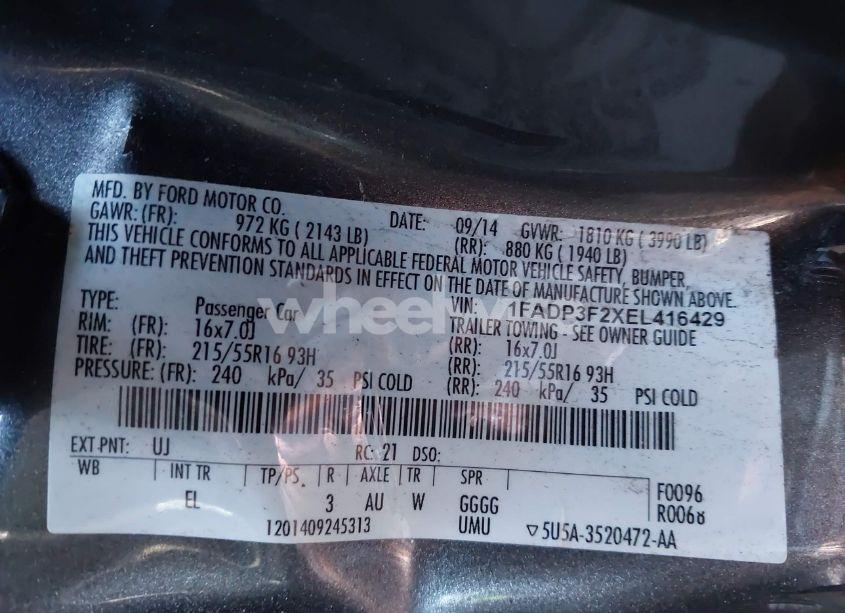 Photo 9 of 2014 Ford Focus SE (VIN 1FADP3F2XEL416429)