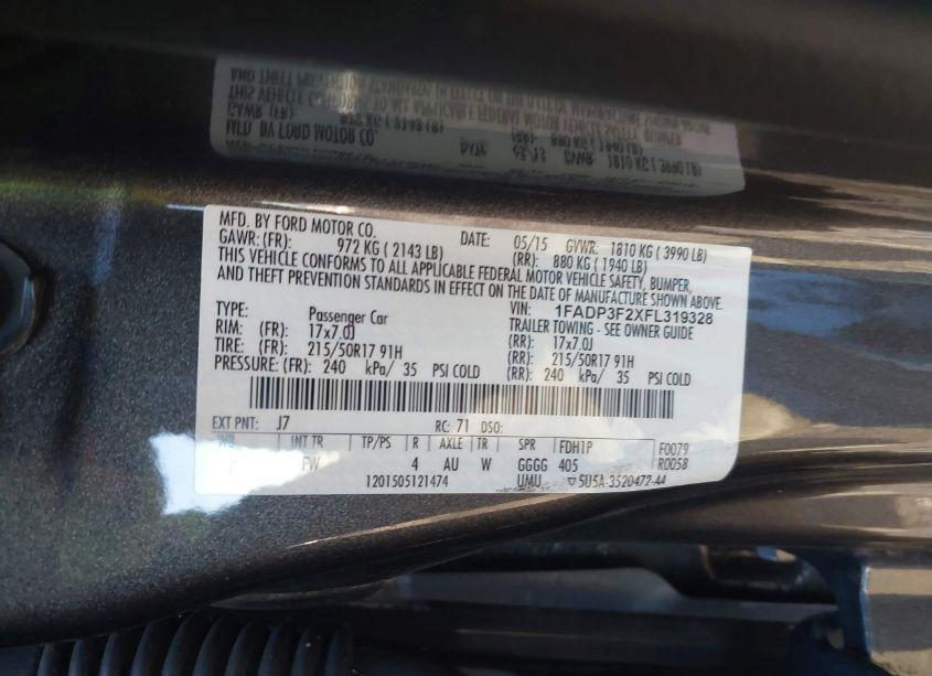 Photo 9 of 2015 Ford Focus (VIN 1FADP3F2XFL319328)