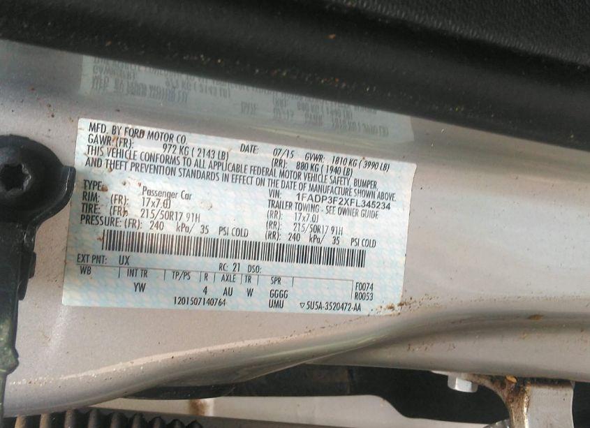 Photo 9 of 2015 Ford Focus SE (VIN 1FADP3F2XFL345234)