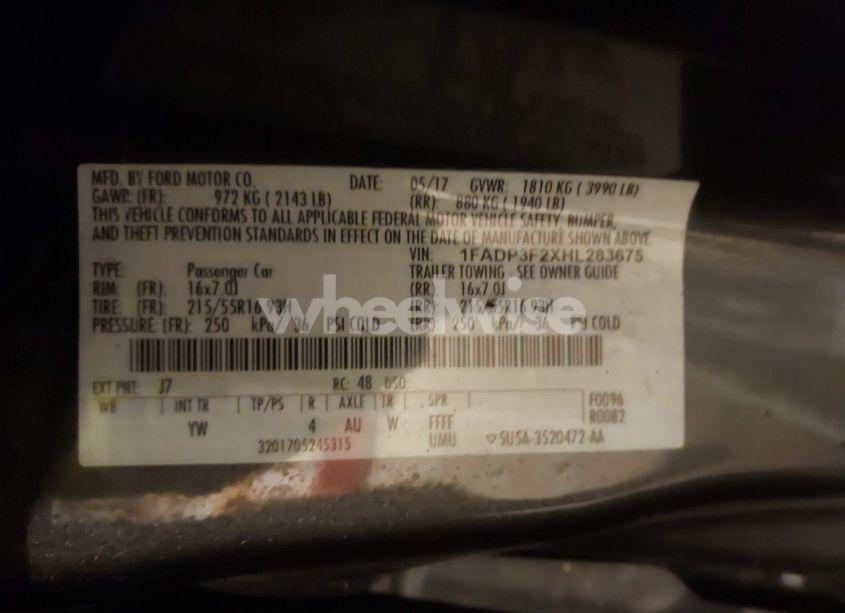 Photo 9 of 2017 Ford Focus SE (VIN 1FADP3F2XHL283675)