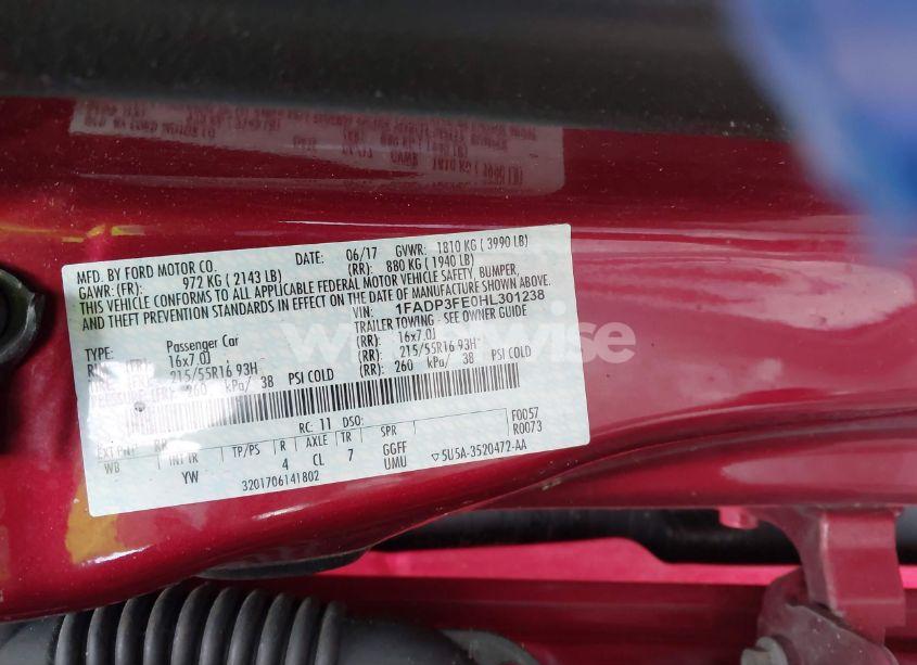 Photo 9 of 2017 Ford Focus SE (VIN 1FADP3FE0HL301238)