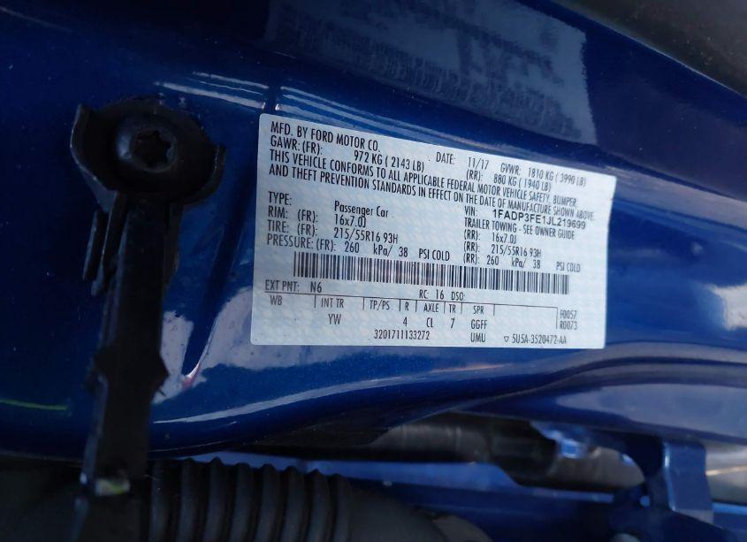 Photo 9 of 2018 Ford Focus SE (VIN 1FADP3FE1JL219699)