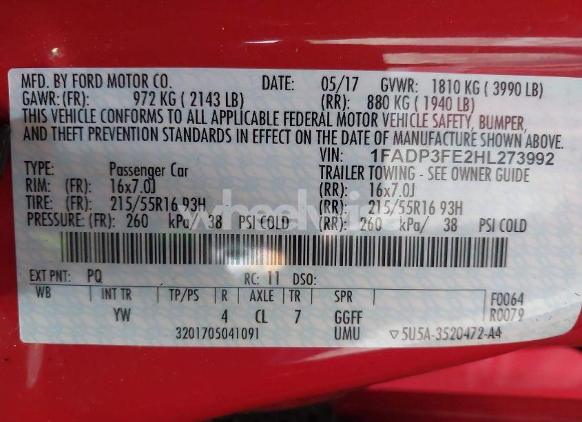 Photo 9 of 2017 Ford Focus SE (VIN 1FADP3FE2HL273992)