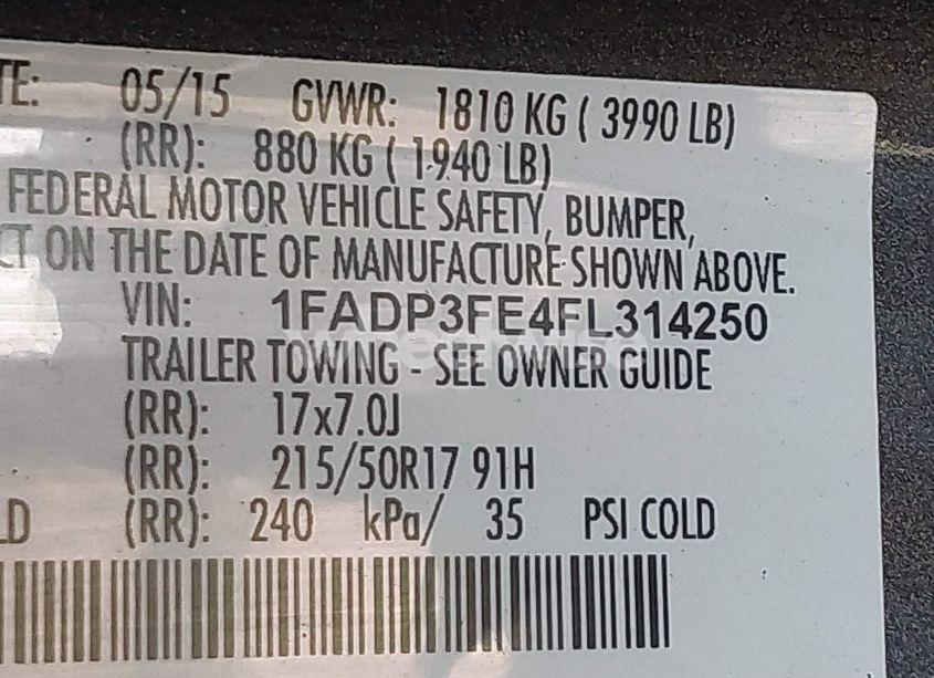 Photo 9 of 2015 Ford Focus SE (VIN 1FADP3FE4FL314250)