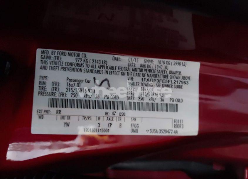 Photo 9 of 2015 Ford Focus SE (VIN 1FADP3FE5FL217963)