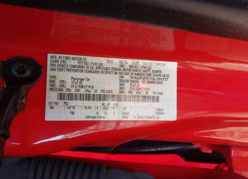 Photo 9 of 2016 Ford Focus SE (VIN 1FADP3FE7GL350757)