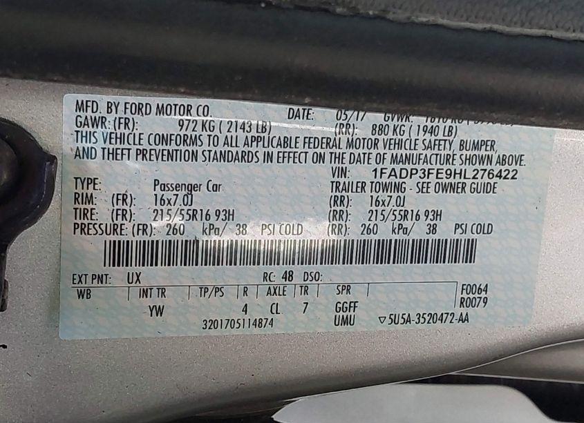 Photo 9 of 2017 Ford Focus SE (VIN 1FADP3FE9HL276422)