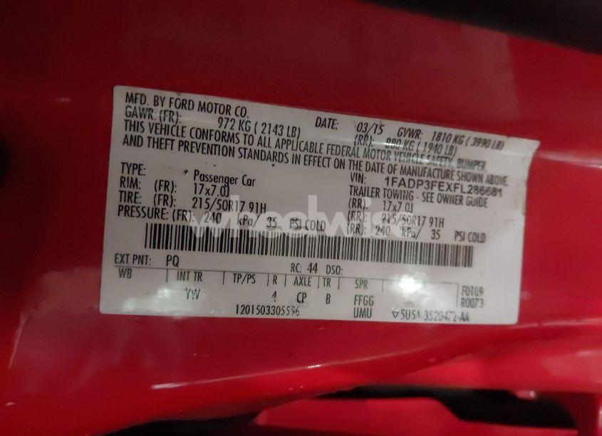 Photo 9 of 2015 Ford Focus SE (VIN 1FADP3FEXFL286681)