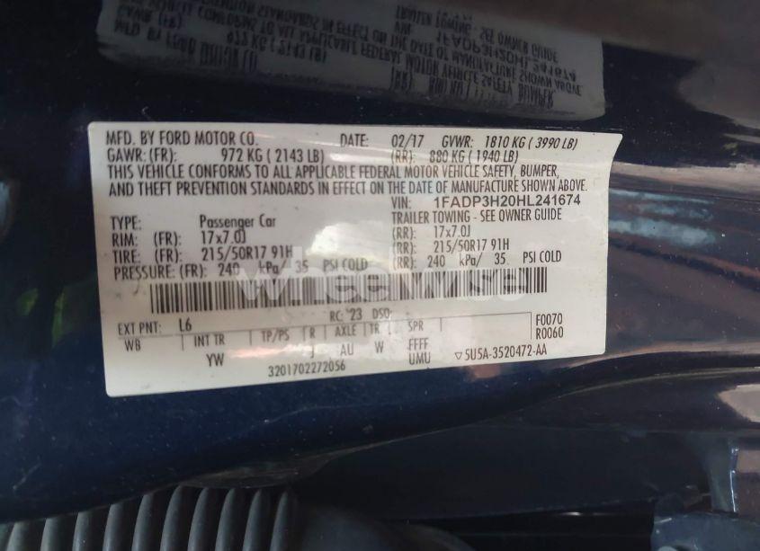 Photo 9 of 2017 Ford Focus SEL (VIN 1FADP3H20HL241674)