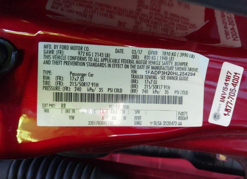 Photo 9 of 2017 Ford Focus SEL (VIN 1FADP3H20HL254294)