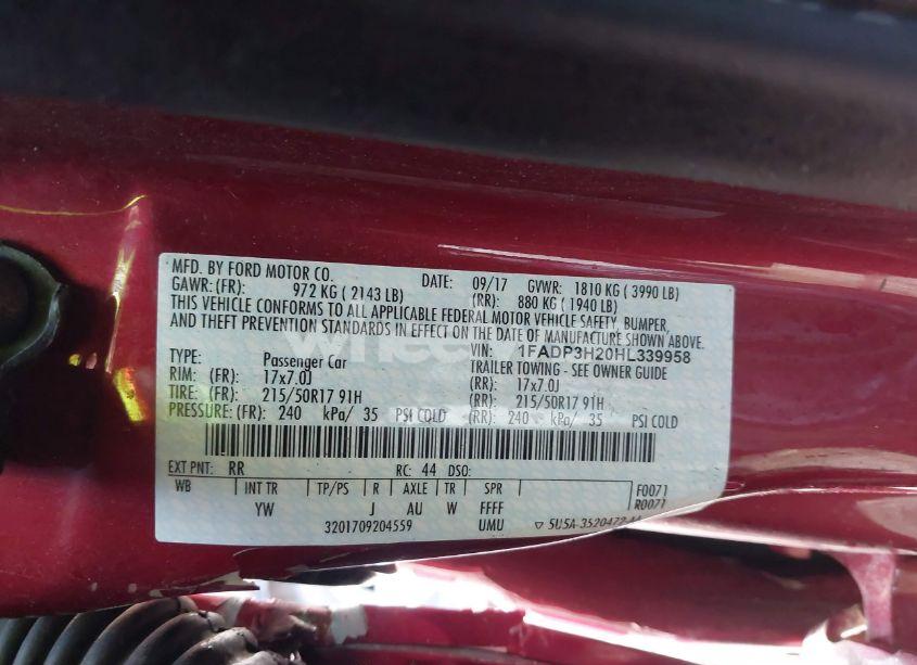 Photo 9 of 2017 Ford Focus SEL (VIN 1FADP3H20HL339958)