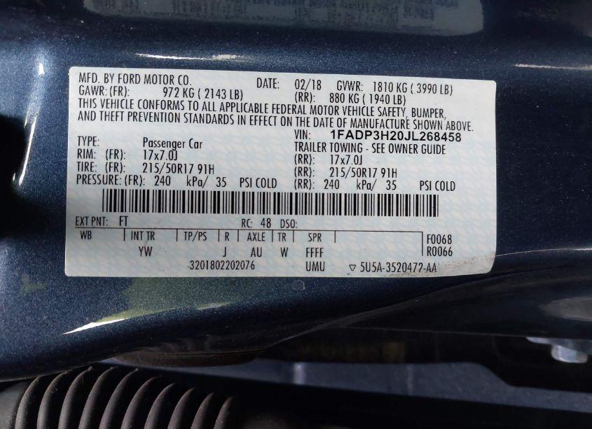 Photo 9 of 2018 Ford Focus SEL (VIN 1FADP3H20JL268458)