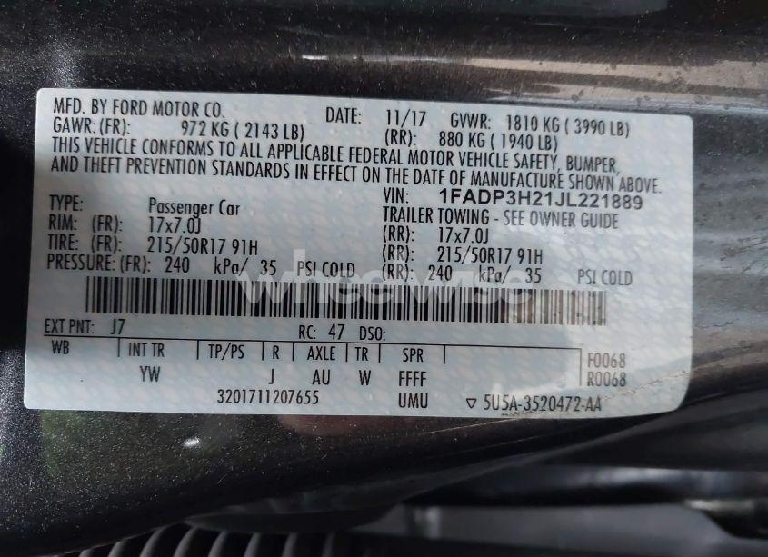 Photo 9 of 2018 Ford Focus SEL (VIN 1FADP3H21JL221889)