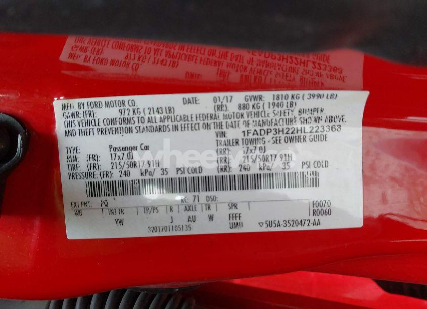 Photo 9 of 2017 Ford Focus SEL (VIN 1FADP3H22HL223368)