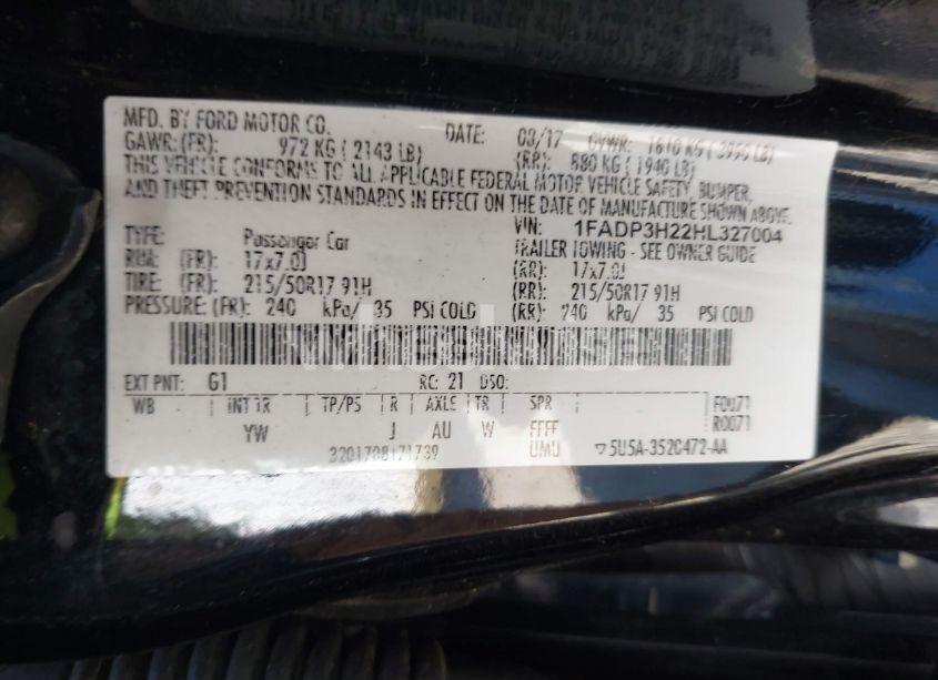 Photo 9 of 2017 Ford Focus SEL (VIN 1FADP3H22HL327004)