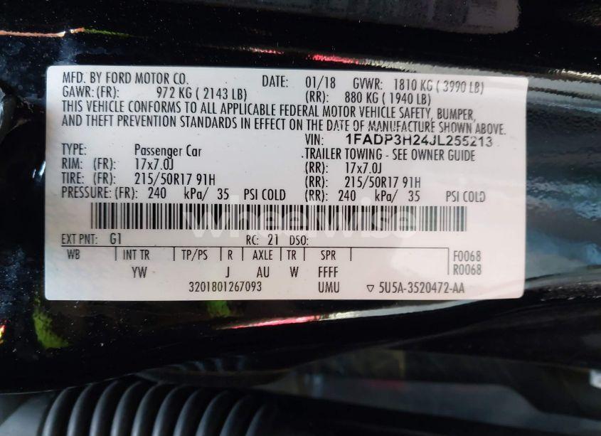 Photo 9 of 2018 Ford Focus SEL (VIN 1FADP3H24JL255213)