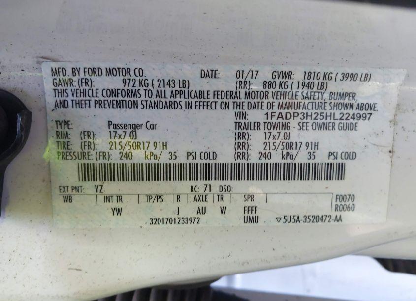 Photo 9 of 2017 Ford Focus SEL (VIN 1FADP3H25HL224997)