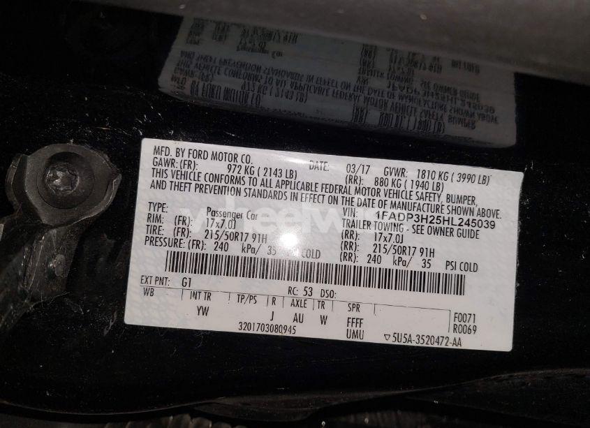 Photo 9 of 2017 Ford Focus SEL (VIN 1FADP3H25HL245039)