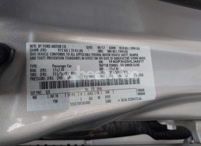 Photo 9 of 2017 Ford Focus SEL (VIN 1FADP3H25HL344217)