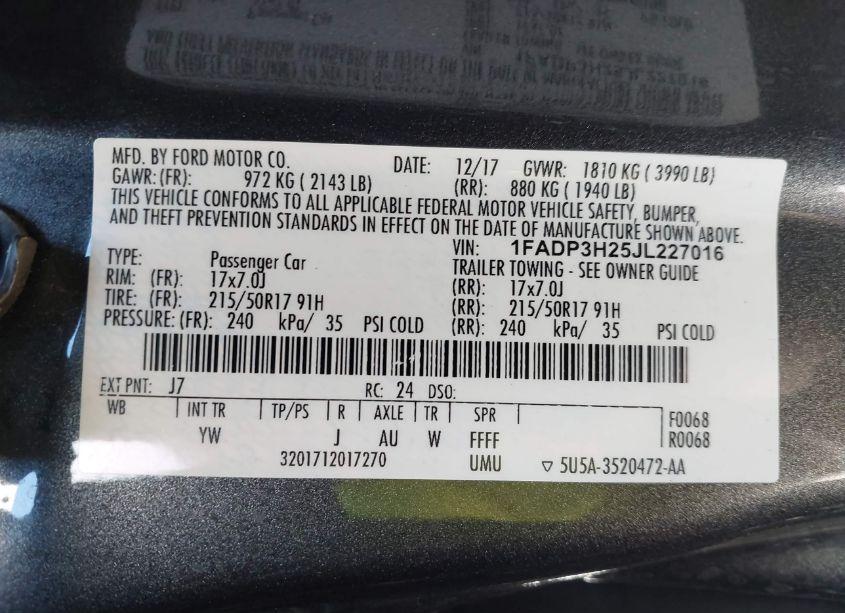 Photo 9 of 2018 Ford Focus SEL (VIN 1FADP3H25JL227016)