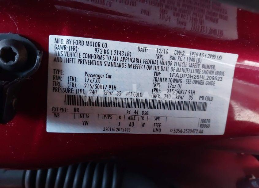 Photo 9 of 2017 Ford Focus SEL (VIN 1FADP3H26HL209523)