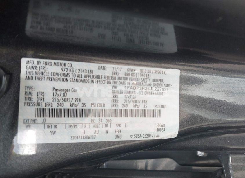 Photo 9 of 2018 Ford Focus SEL (VIN 1FADP3H26JL227039)