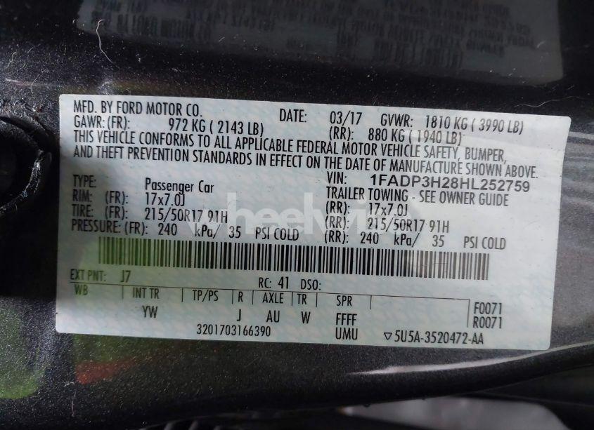 Photo 9 of 2017 Ford Focus SEL (VIN 1FADP3H28HL252759)