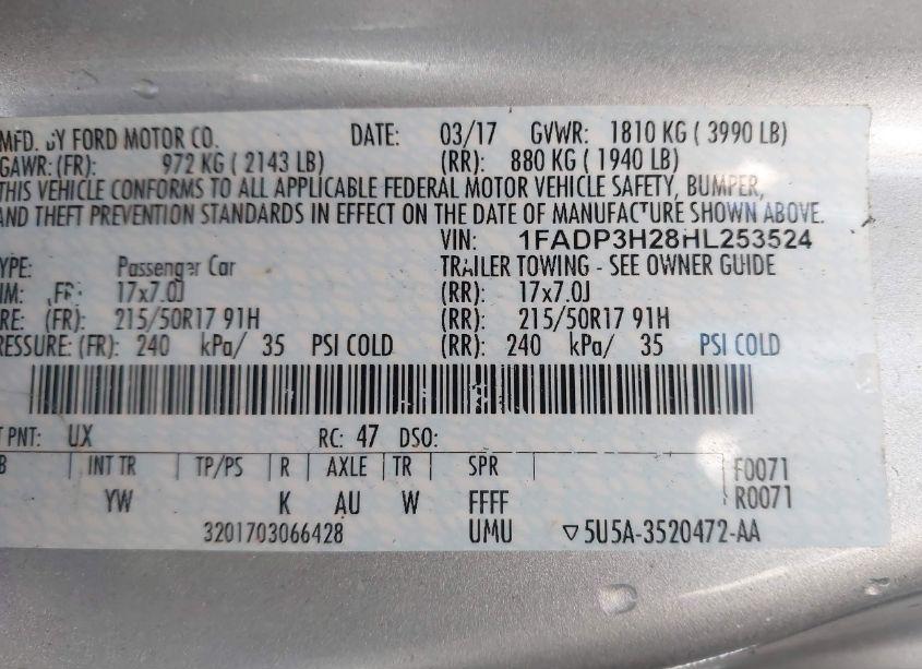 Photo 9 of 2017 Ford Focus SEL (VIN 1FADP3H28HL253524)