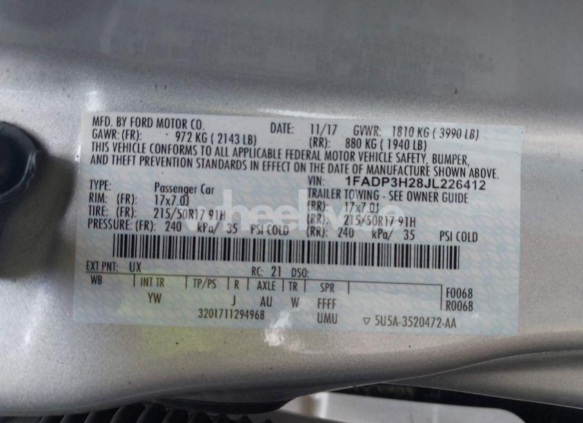 Photo 9 of 2018 Ford Focus SEL (VIN 1FADP3H28JL226412)