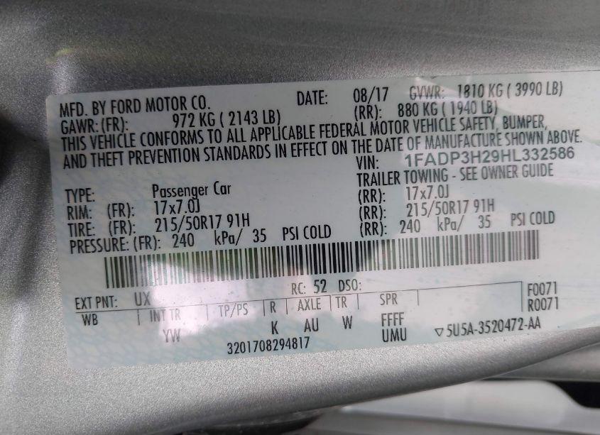 Photo 9 of 2017 Ford Focus SEL (VIN 1FADP3H29HL332586)