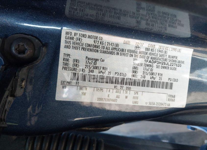 Photo 9 of 2018 Ford Focus SEL (VIN 1FADP3H29JL227620)