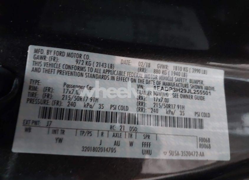 Photo 9 of 2018 Ford Focus SEL (VIN 1FADP3H29JL255501)